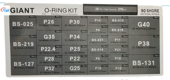 NBR 70 O Ring Box لإصلاح آلات فولفو EC للحفارة